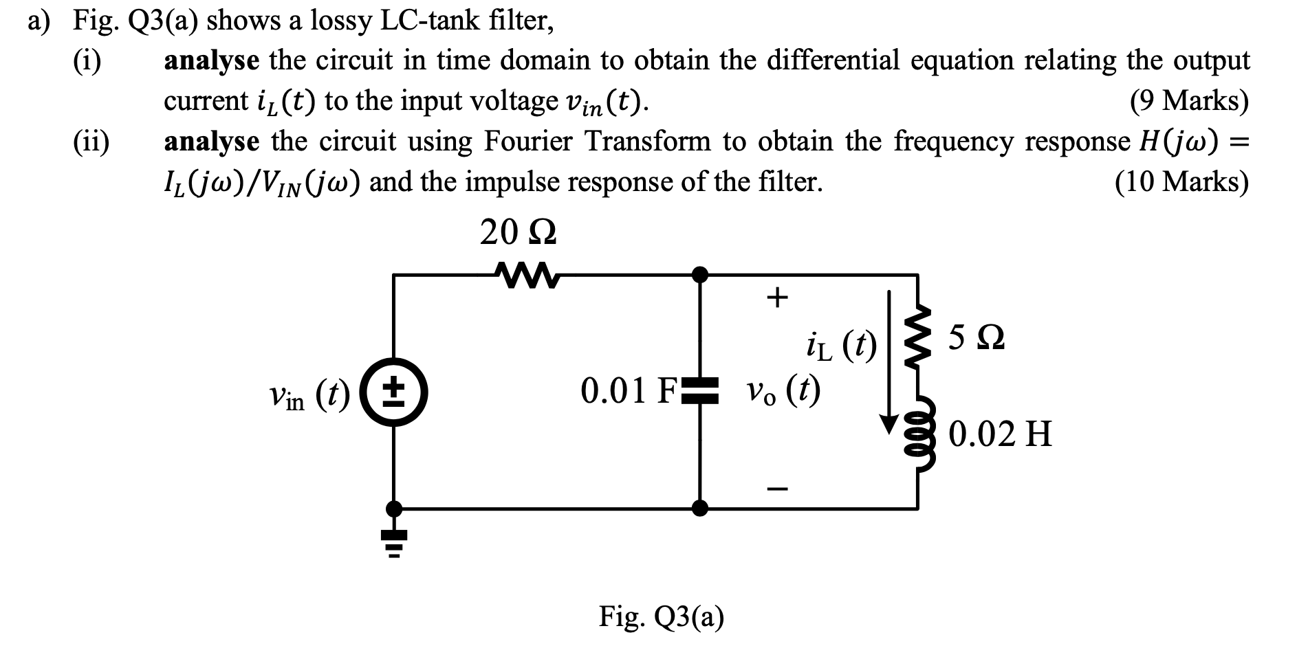 Solved a) Fig. Q3(a) shows a lossy LCtank filter, (i)