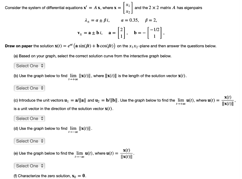 Solved Consider the system of differential equations x' = A | Chegg.com
