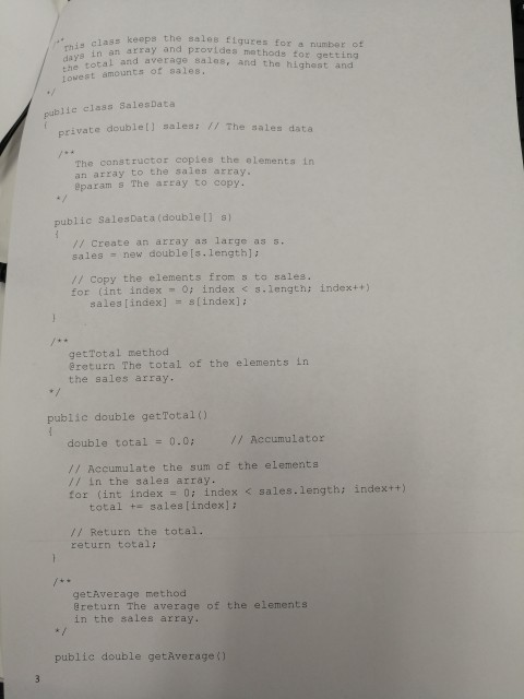 Solved Write Java Code which will gather sales amounts for | Chegg.com