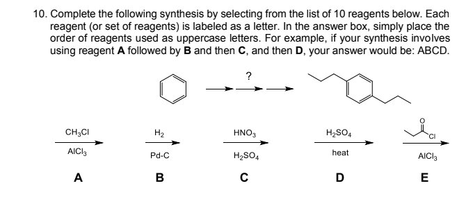 Solved 10. Complete The Following Synthesis By Selecting | Chegg.com