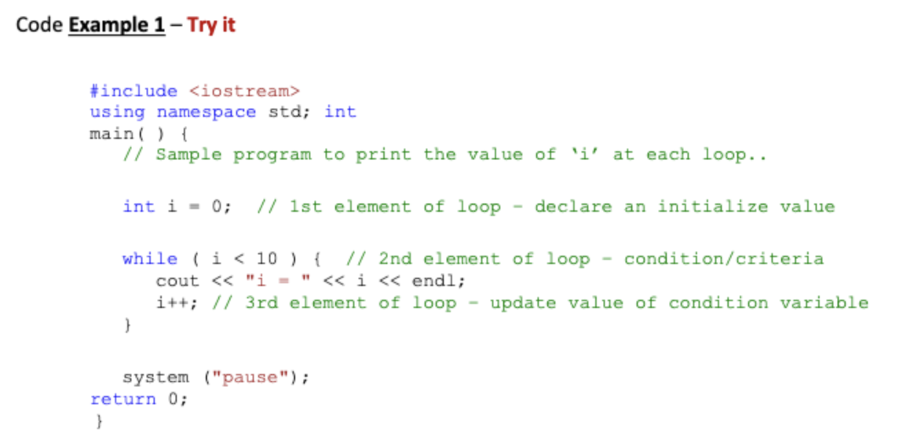 Solved 6) Use program Example 1 above. // Sample program to | Chegg.com