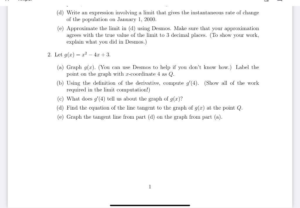 Solved (d) Write an expression involving a limit that gives | Chegg.com