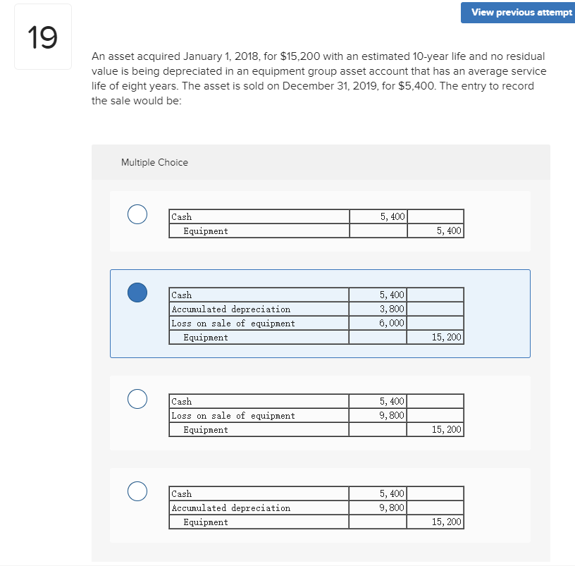 Solved View previous attempt An asset acquired January 1,
