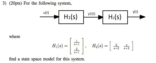 Solved 3) (20pts) For the following system, where H(s) = | Chegg.com