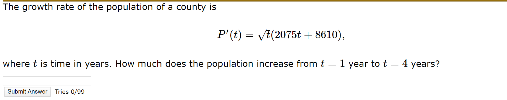 Solved The growth rate of the population of a county is | Chegg.com