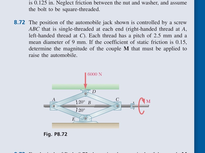 Solved The position of the automobile jack shown is