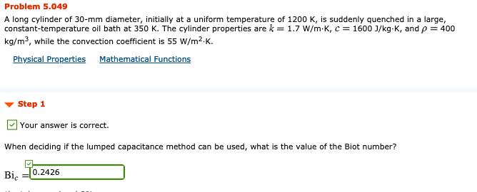 Solved 1. Using the one - term approximation if Bi in table | Chegg.com