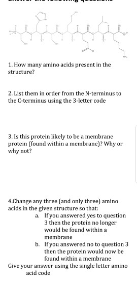 Solved 1. How many amino acids present in the structure? 2. | Chegg.com