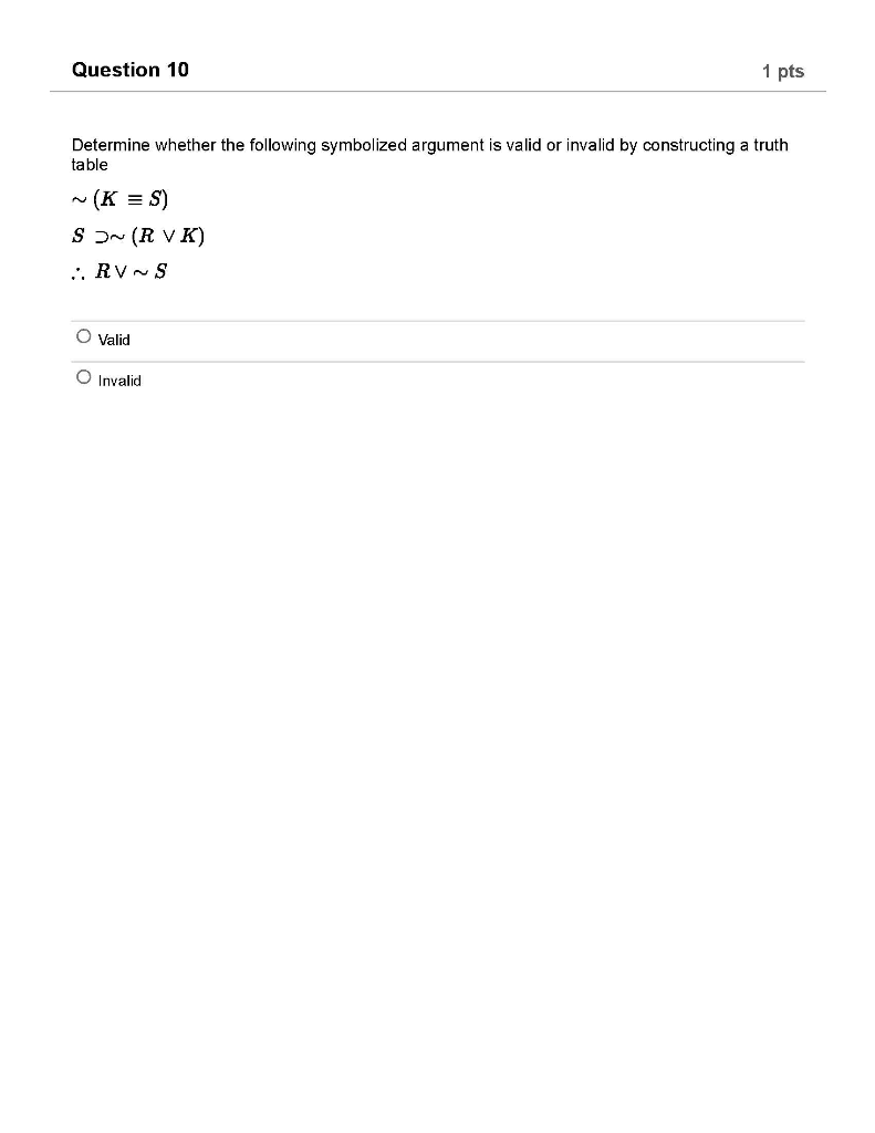 Solved Question 9 1 pts Determine whether the following | Chegg.com