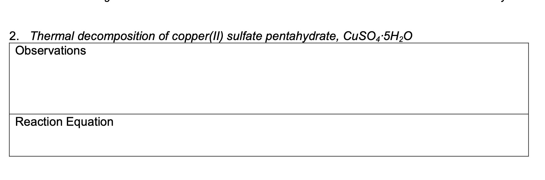 Solved 2. Thermal of copper(II) sulfate