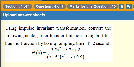 Solved Section : 1 of 1 Question : 4 of 7 Marks for this | Chegg.com