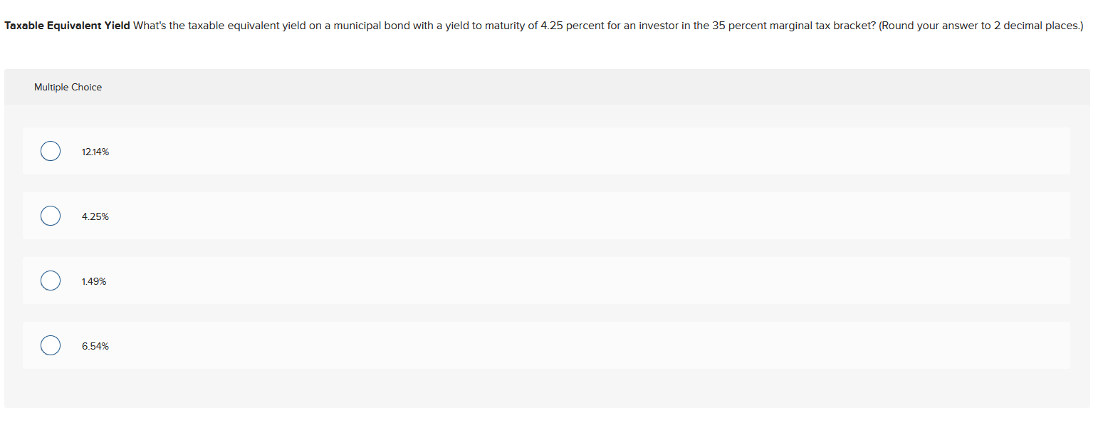 Solved Taxable Equivalent Yield What's the taxable | Chegg.com