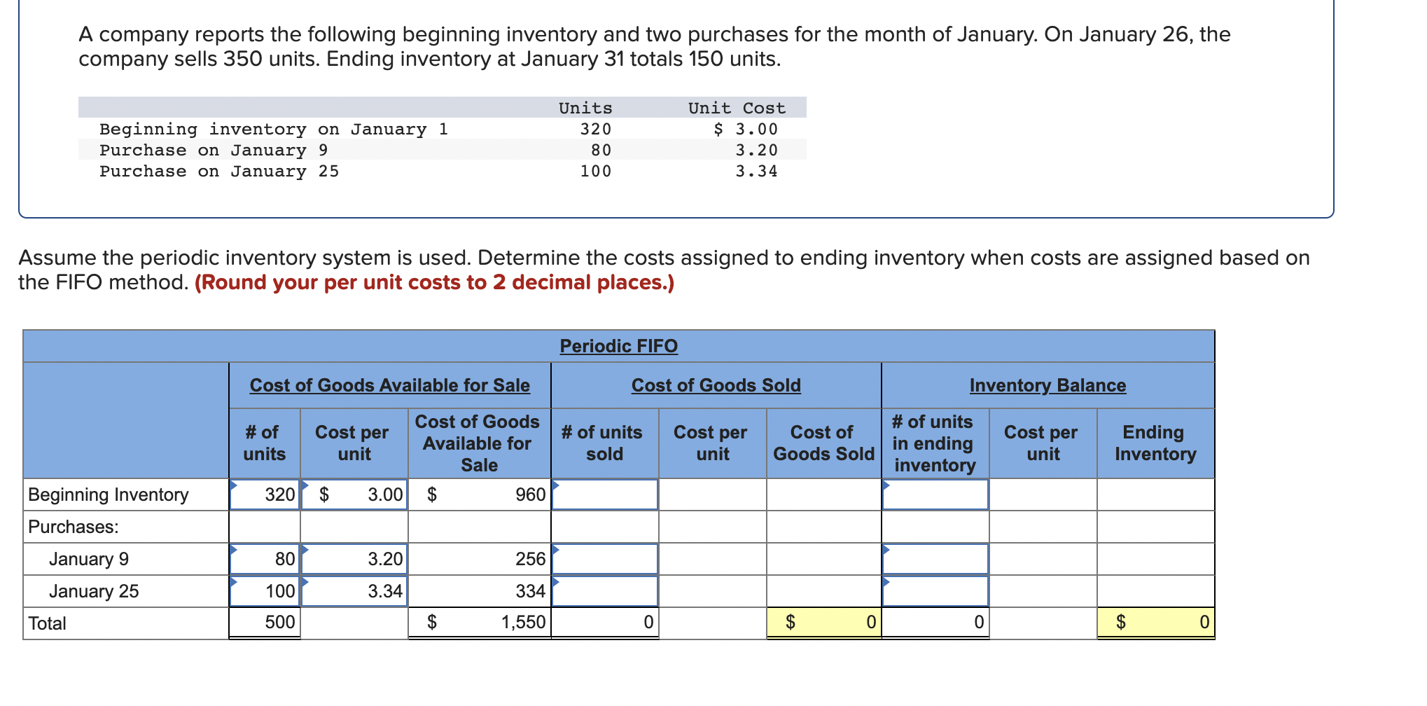Solved A company reports the following beginning inventory | Chegg.com
