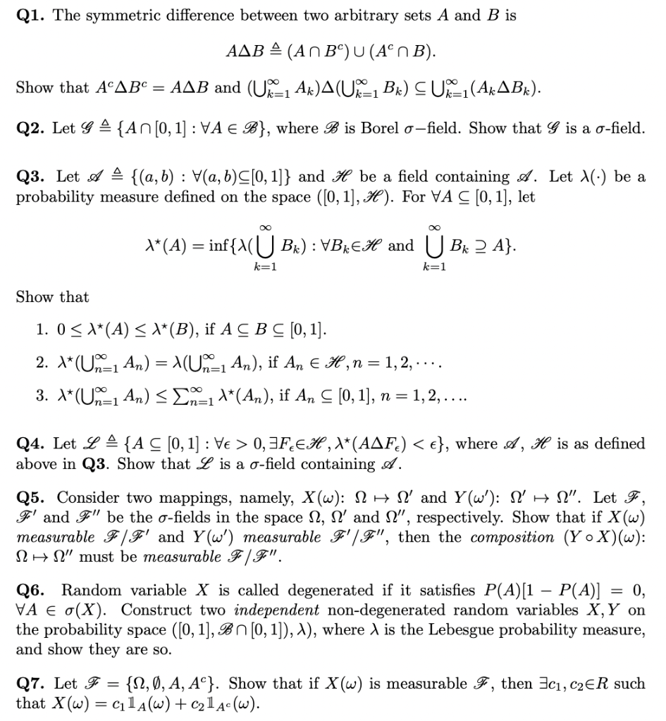 Solved Q1 The Symmetric Difference Between Two Arbitrary Chegg Com