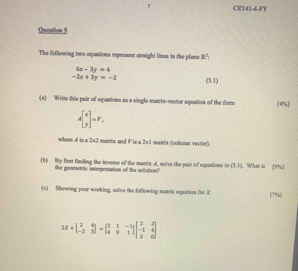 Solved 7 CE141-4-FY Questions The following two equations | Chegg.com
