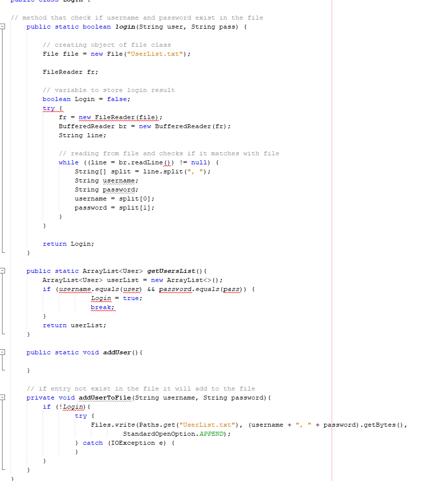 Solved How would I create a login/register program in Java | Chegg.com