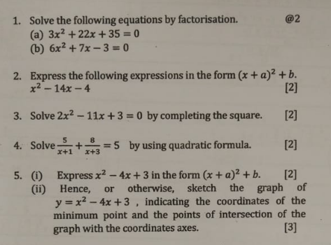 Solved @2 1. Solve the following equations by factorisation. | Chegg.com