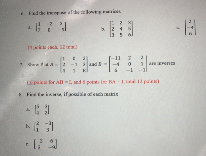 Solved 1 2 3 4 5 6 -7 18 A A+B B. 24-3 (4 Points Each, 8 | Chegg.com