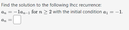 Solved Find the solution to the following Ihcc | Chegg.com
