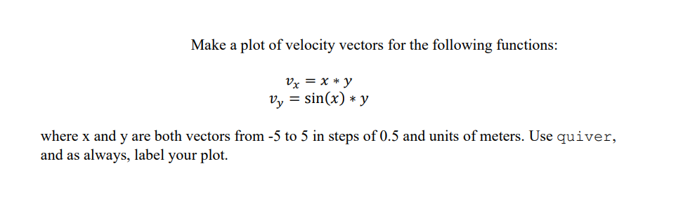 Solved Make a plot of velocity vectors for the following | Chegg.com