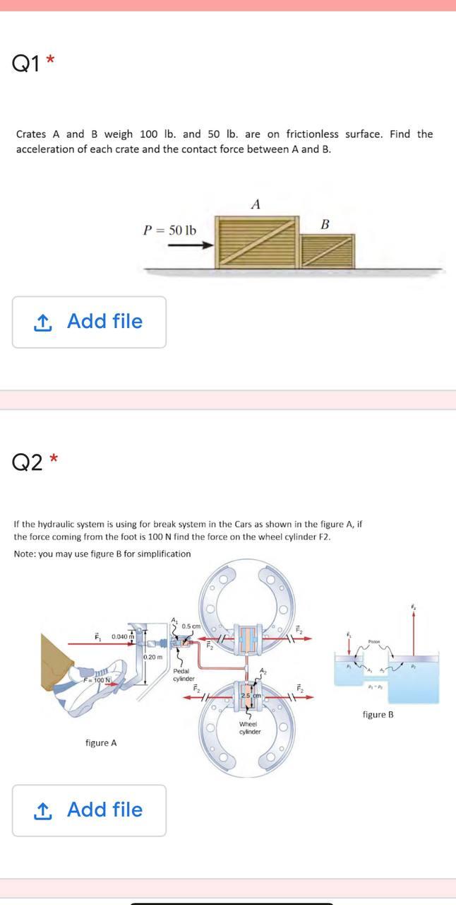 Solved Q1 * Crates A And B Weigh 100 Lb. And 50 Lb. Are On | Chegg.com