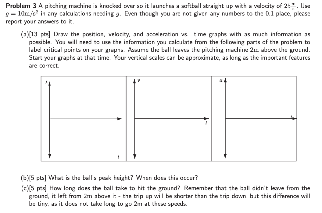 Solved Problem 3 A pitching machine is knocked over so it | Chegg.com