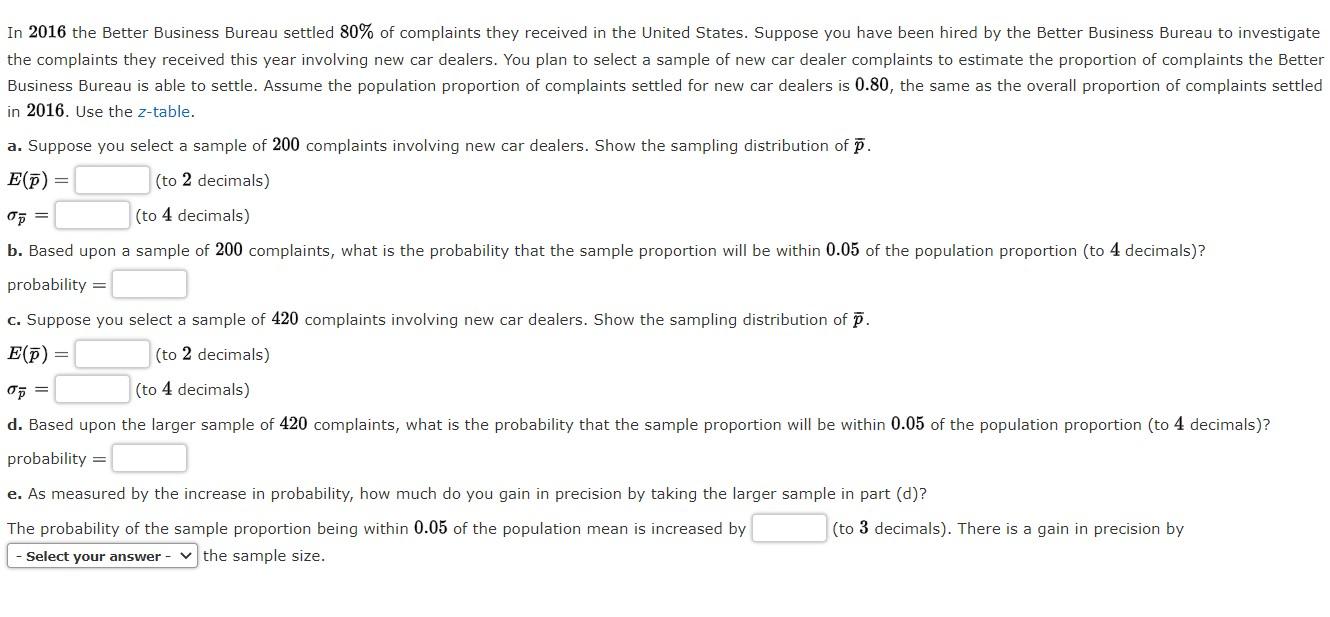 Solved In 2016 the Better Business Bureau settled 80 of