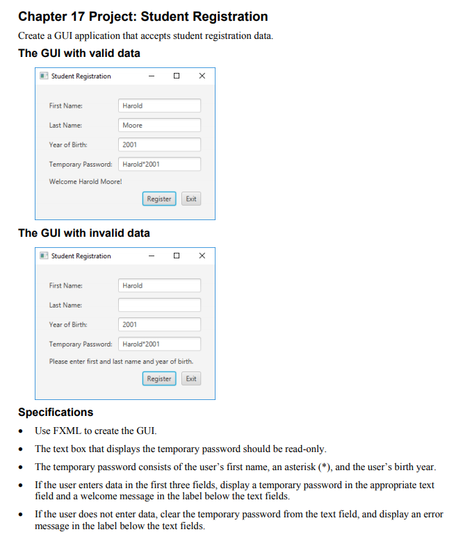 Solved Chapter 17 Project: Student Registration Java | Chegg.com