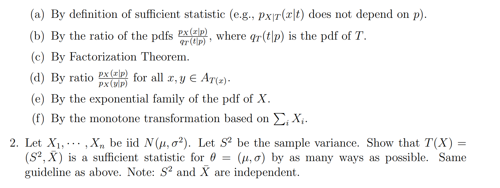 A By Definition Of Sufficient Statistic E G P Chegg Com