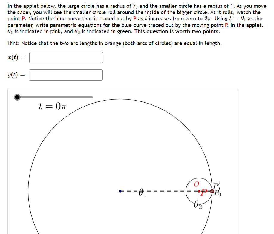 Solved In the applet below, the large circle has a radius of | Chegg.com