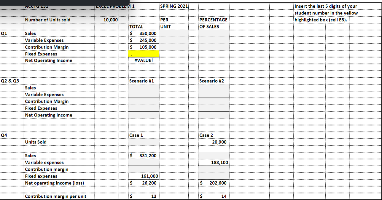 ACCTG 231 – FALL 2022 EXCEL PROBLEM 2 Due Friday, | Chegg.com