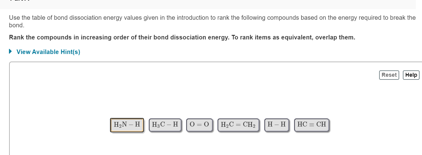 Solved Use the table of bond dissociation energy values | Chegg.com