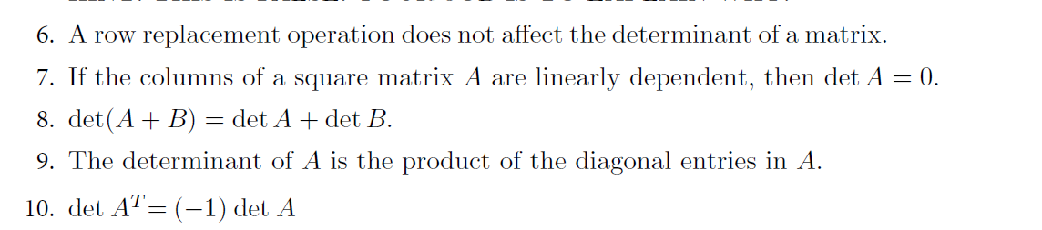 Solved 6. A row replacement operation does not affect the Chegg