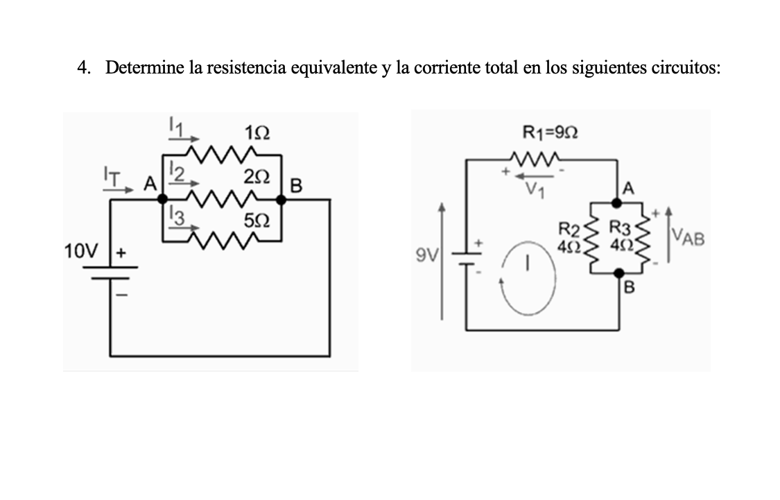 Solved 4. Determine la resistencia equivalente y la | Chegg.com