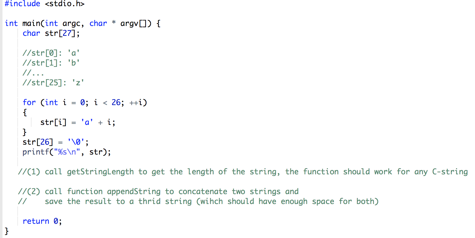 Solved (1) Write a function called getStringLength to count | Chegg.com