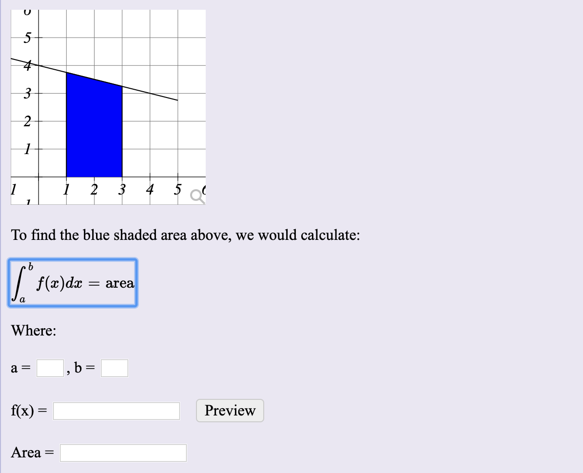 Solved 1 1 2 3 4 5 To Find The Blue Shaded Area Above, We | Chegg.com