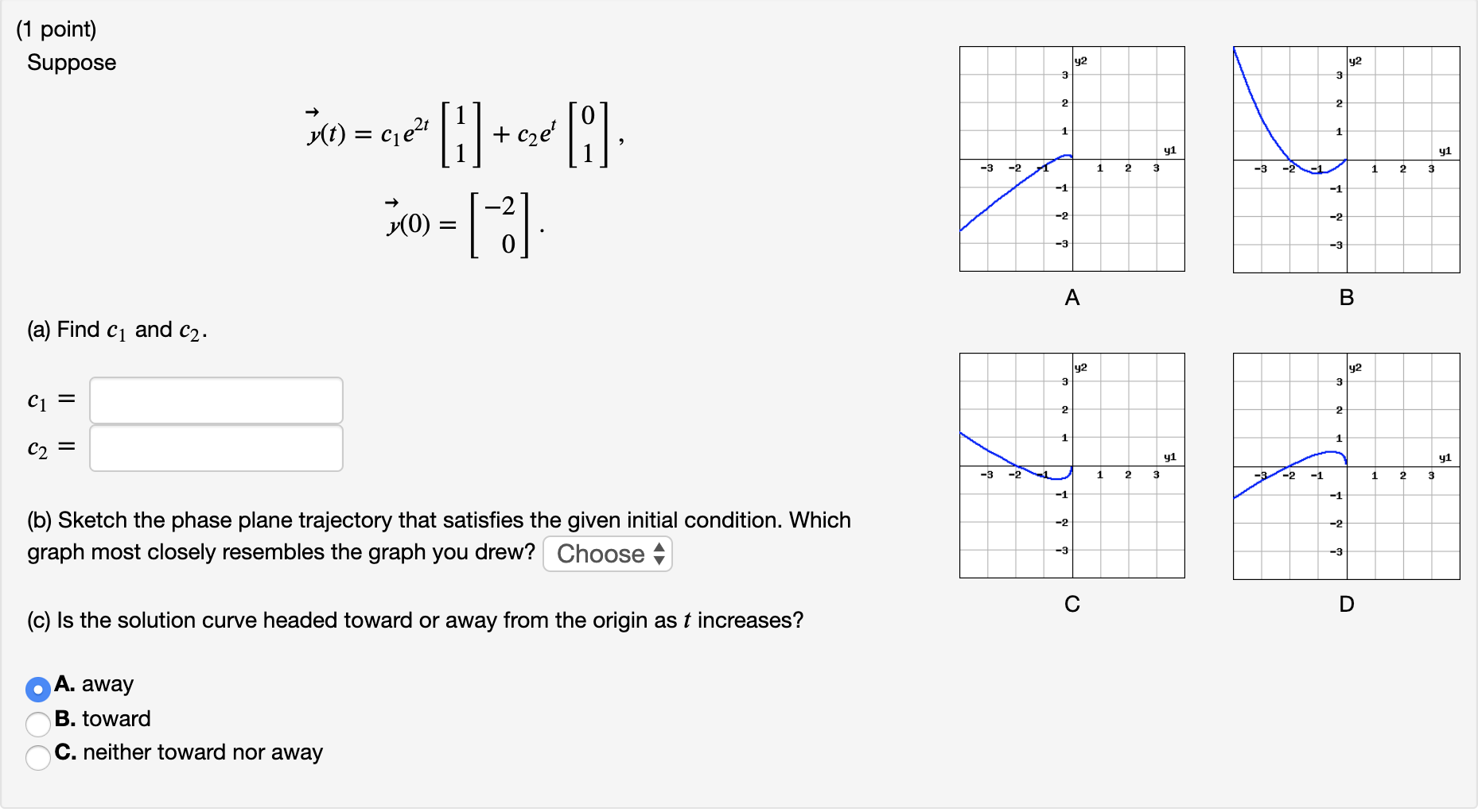 Solved (1 point) Suppose -3 -2 1 2 3 -3 -2 2 3 360) = cie" | Chegg.com