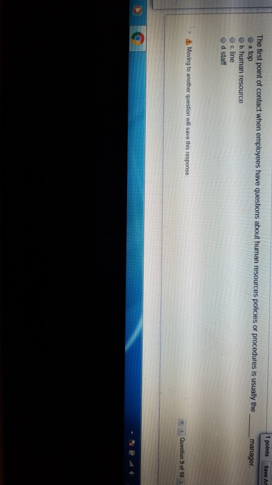 Solved Question 10 1 points Save Answer When an employee | Chegg.com