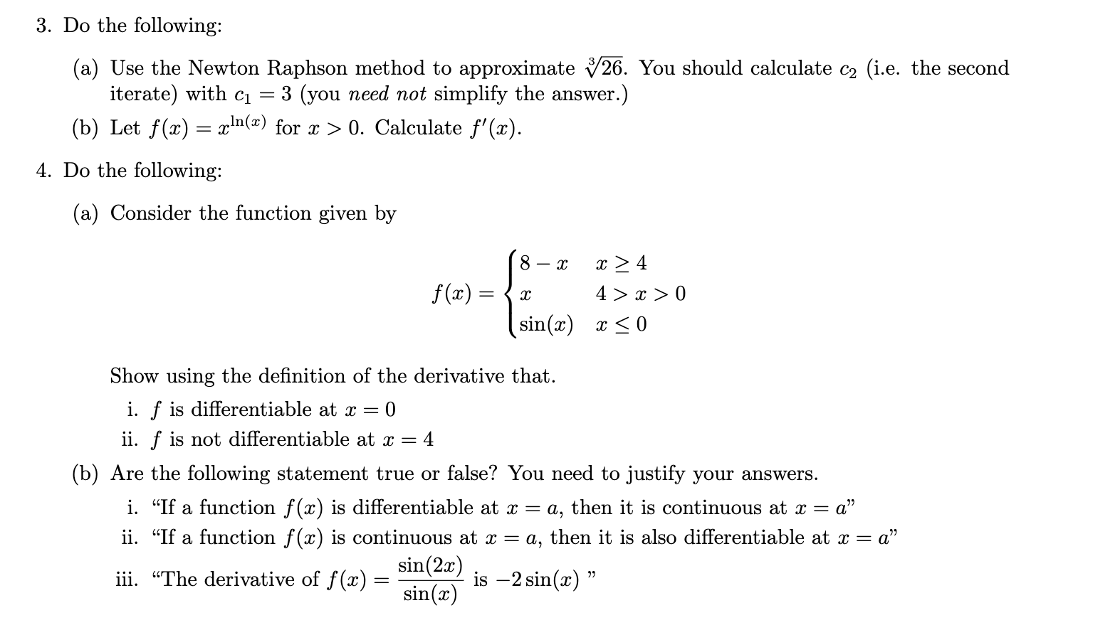 Solved 3. Do the following: (a) Use the Newton Raphson | Chegg.com