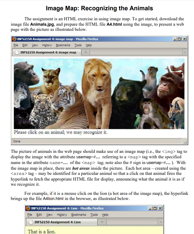 Solved Image Map Recognizing The Animals The Assignment Chegg Com