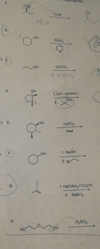 Solved A. Н-Br H2O2 B. Br2 H20 Н-Br D. На Pt E. 1. BH3/THF 2 | Chegg.com