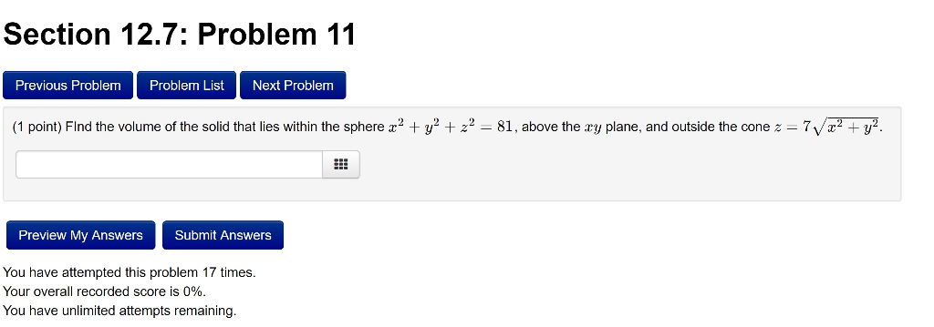 Solved Section 12.7: Problem 11 Previous Problem Problem | Chegg.com