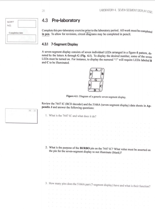 Solved 28 LABORATORY 4. SEVEN-SEGMENT DISPLA 4.3 | Chegg.com
