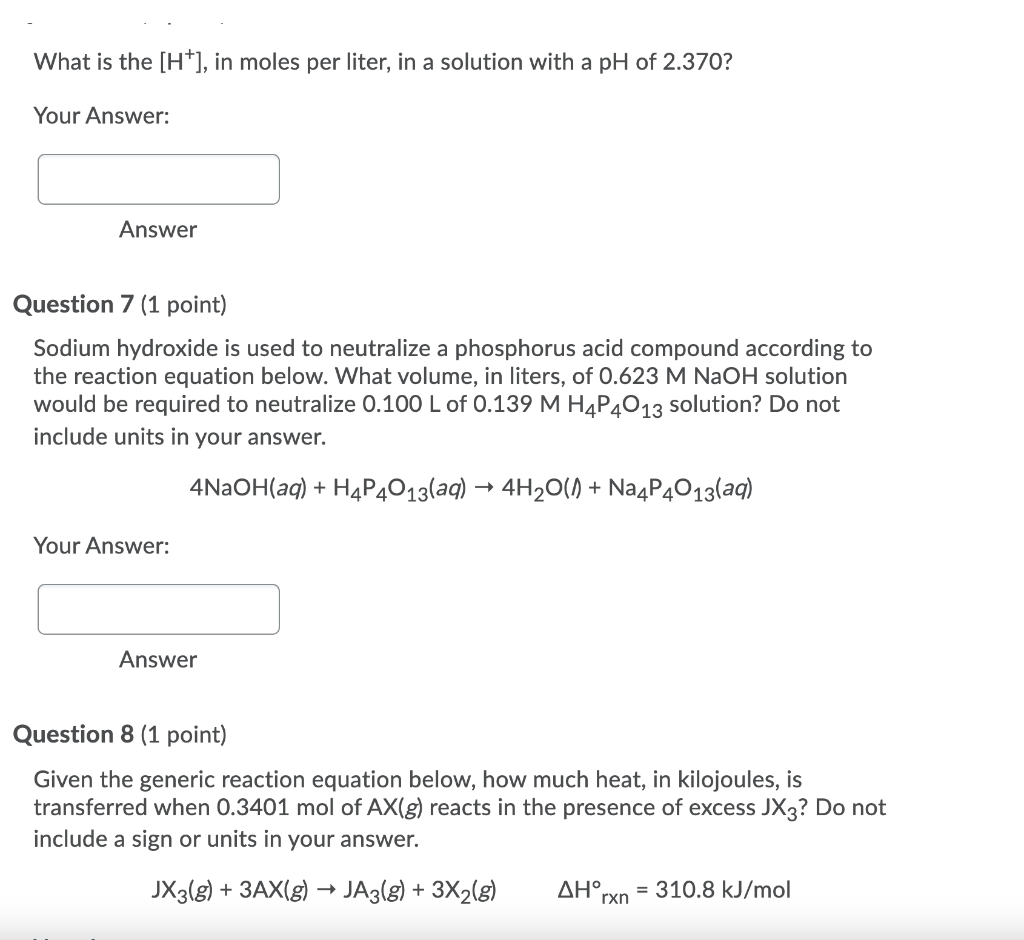 Solved What is the [H+], in moles per liter, in a solution | Chegg.com