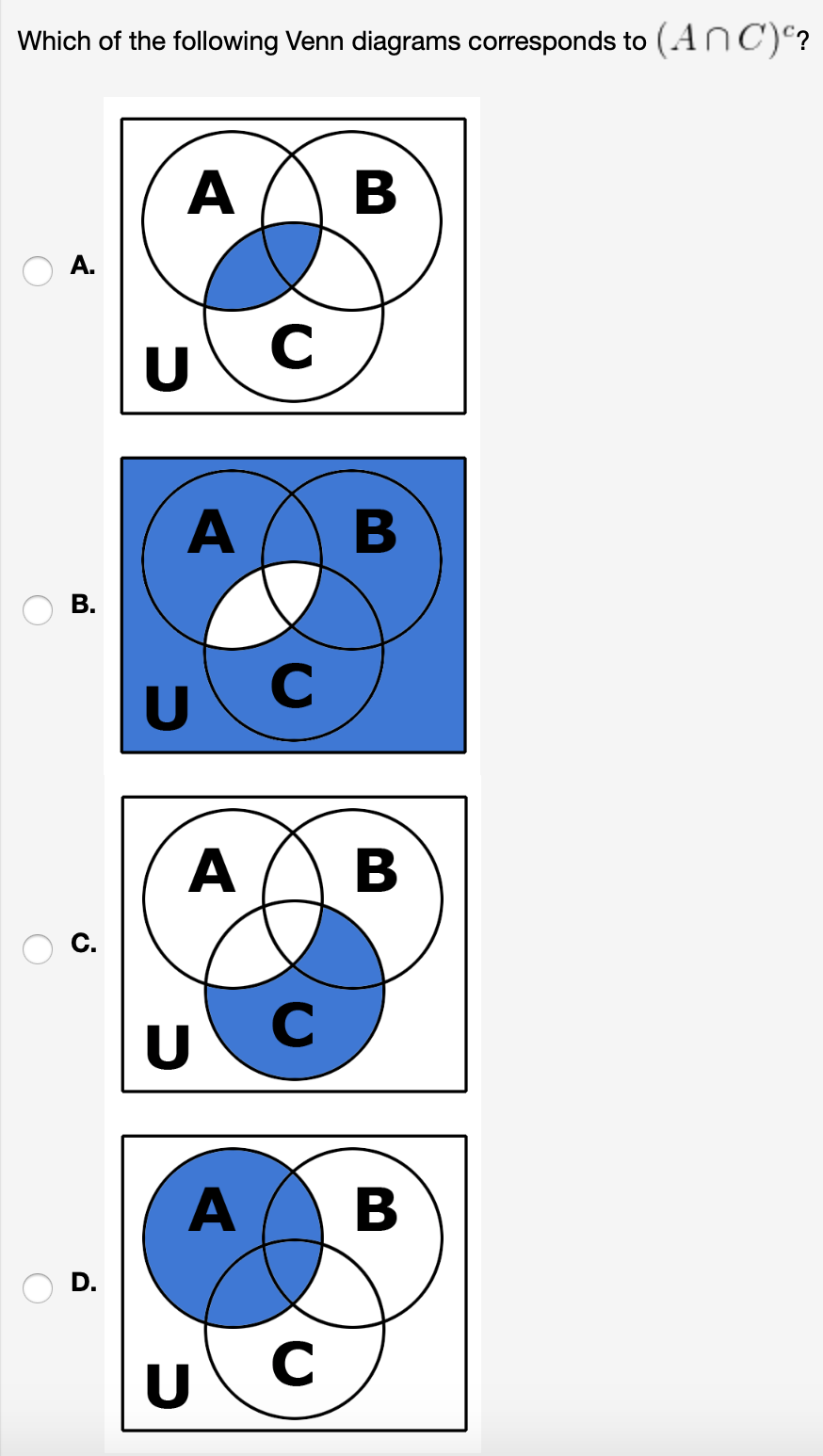 Solved Which Of The Following Venn Diagrams Corresponds To | Chegg.com