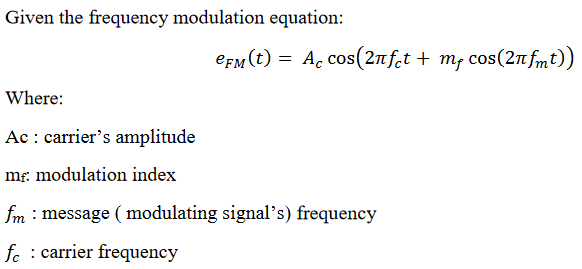 Solved Given the frequency modulation equation: | Chegg.com