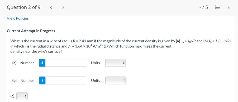 Solved What is the current in a wire of radius R=2.41 mm if | Chegg.com