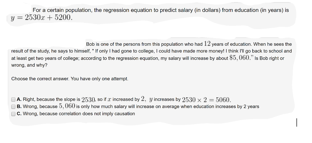 Solved For a certain population, the regression equation to | Chegg.com