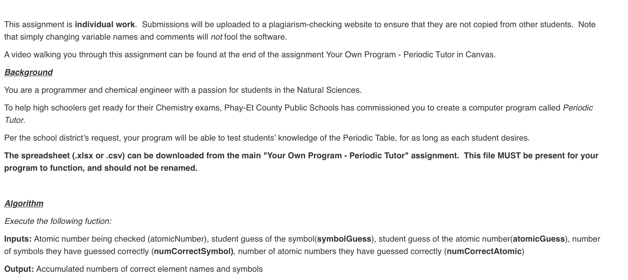This assignment is individual work. Submissions will | Chegg.com