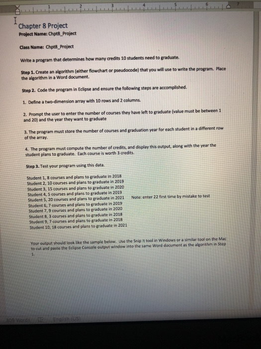 Solved Chapter 8 Project Project Name: Chpt8 Project Class | Chegg.com